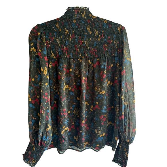 Laundry Shelli Segal Floral Smocked Print Blouse size medium - Picture 7 of 7